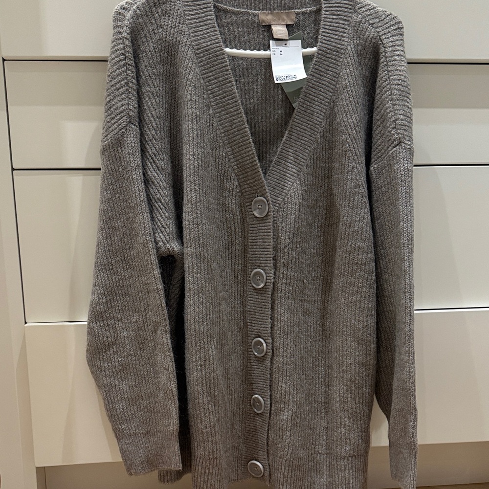 H&M Taupe Button-Up Cardigan